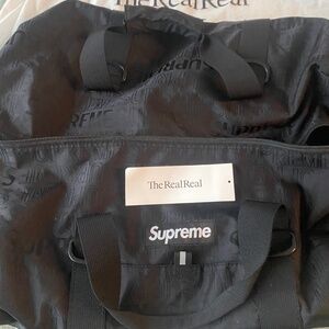 Supreme black nylon weekender duffle bag